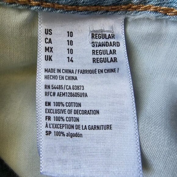 American Eagle Jeans Womens Size 10 Button Fly Light Acid Wash Distressed Angled - Picture 11 of 16